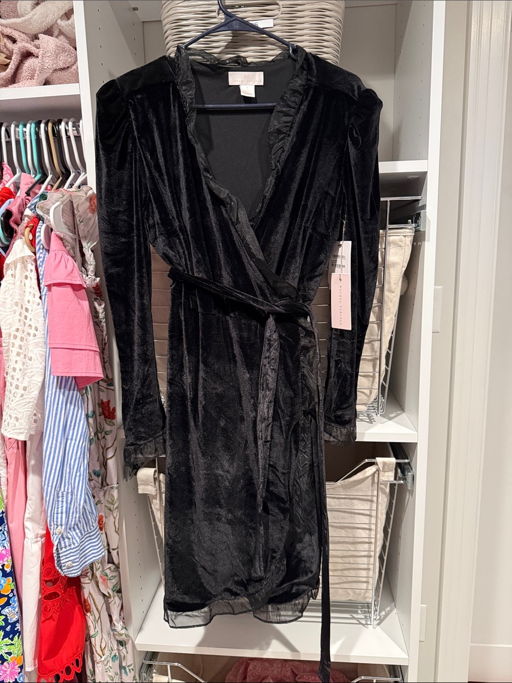 Rachel Parcell Black Velvet Wrap Mini Dress
